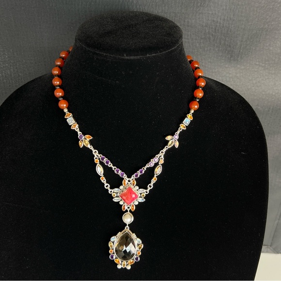 🦋NICKY BUTLER RAJ LIMITED EDITION Carnelian Smokey Topaz Necklace VINTAGE NB - Picture 4 of 16